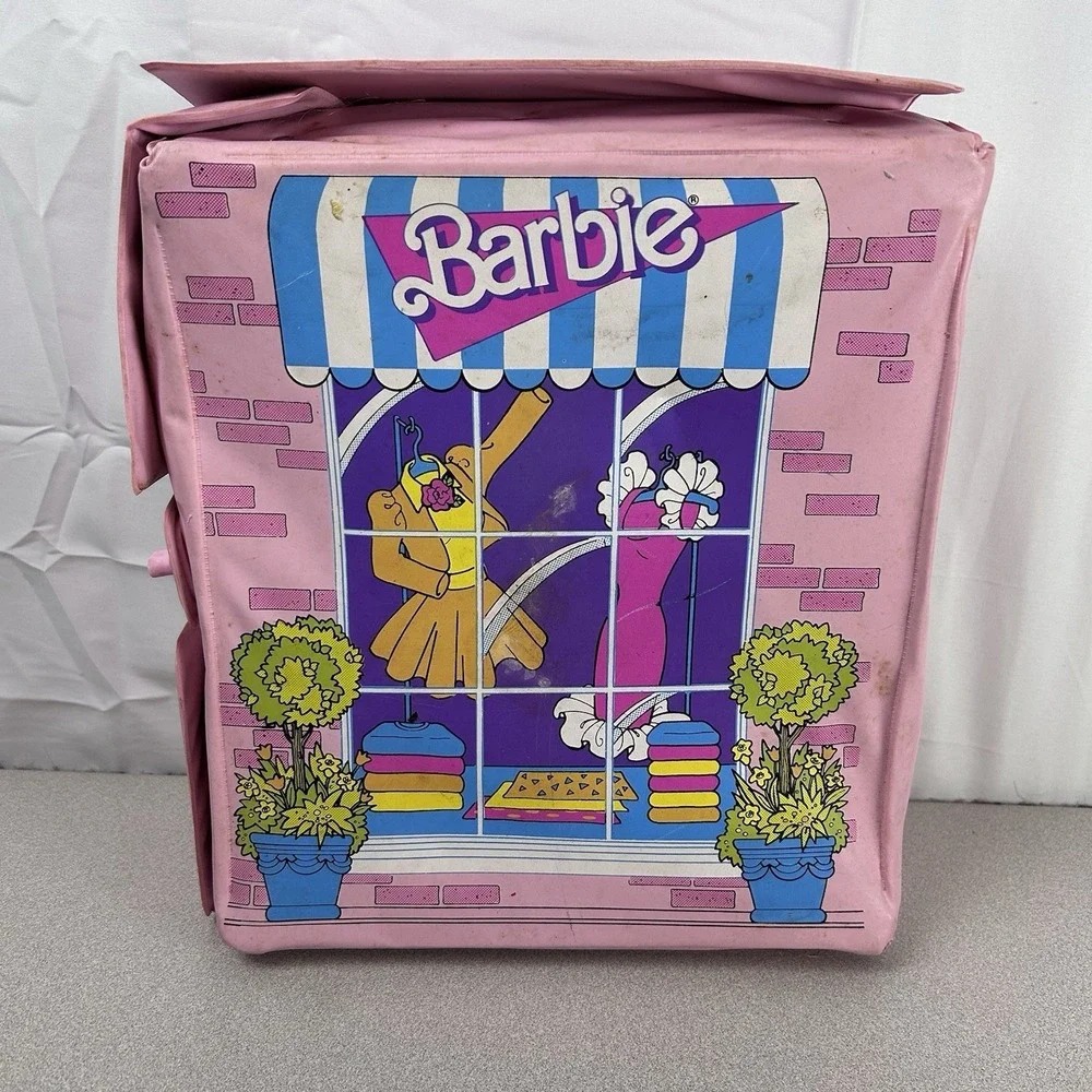 Vintage Barbie Doll‎ Fashion Dolls & Clothes Carry Case Box 80s 1988 Pink Mattel